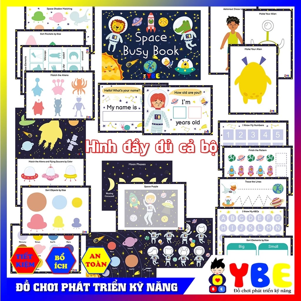 Học liệu bóc dán không gian vũ trụ Space busy book - Hình ảnh 4