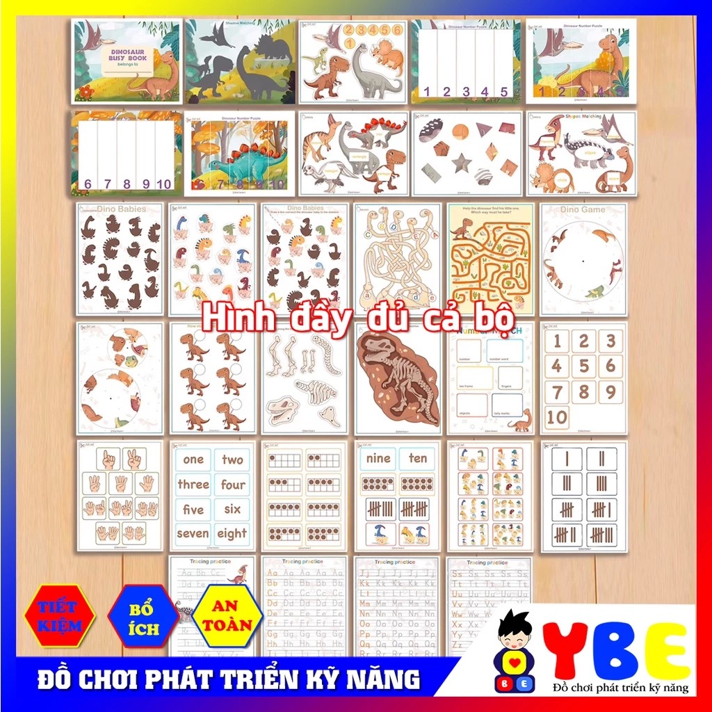 Bộ đồ chơi học liệu bóc dán chủ đề khủng long - Hình ảnh 4