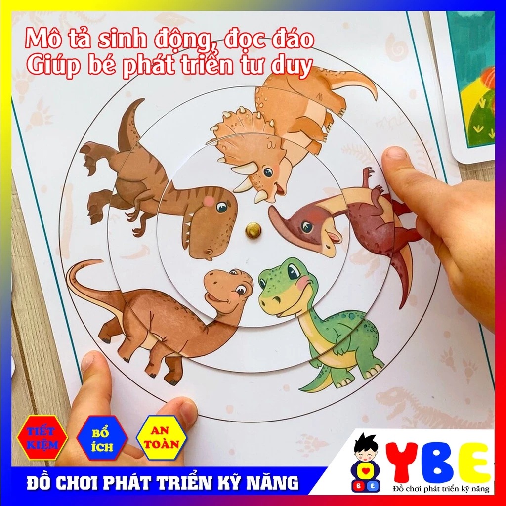 Bộ đồ chơi học liệu bóc dán chủ đề khủng long - Hình ảnh 3