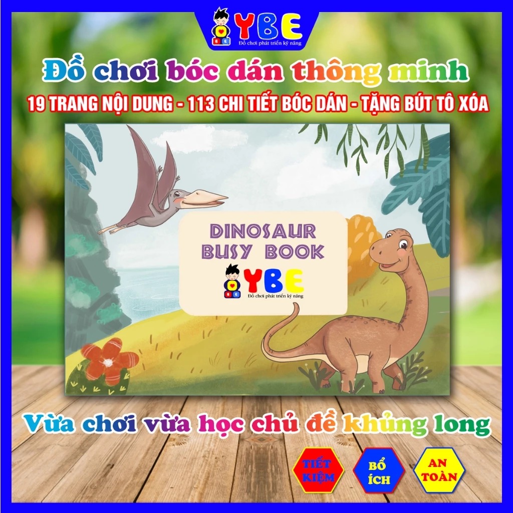 Bộ đồ chơi học liệu bóc dán chủ đề khủng long