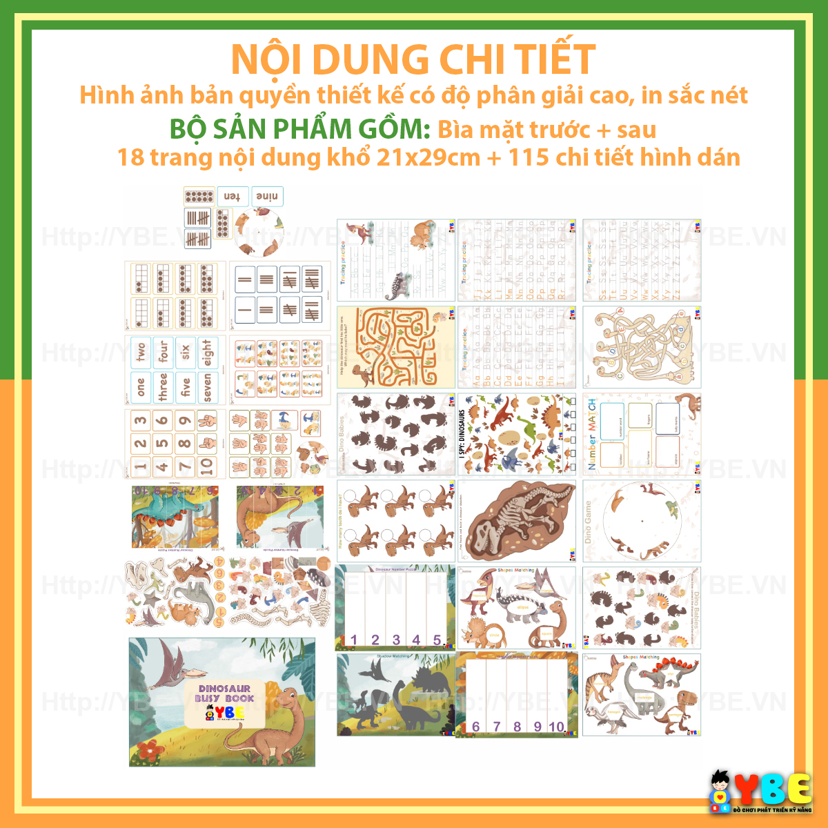 Học liệu bóc dán chủ đề khủng long - Ảnh 2