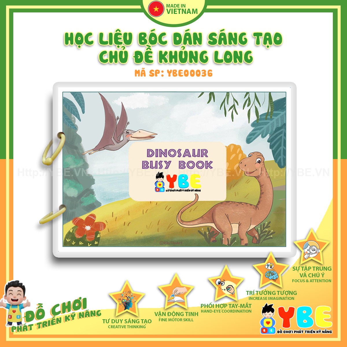 Học liệu bóc dán chủ đề khủng long